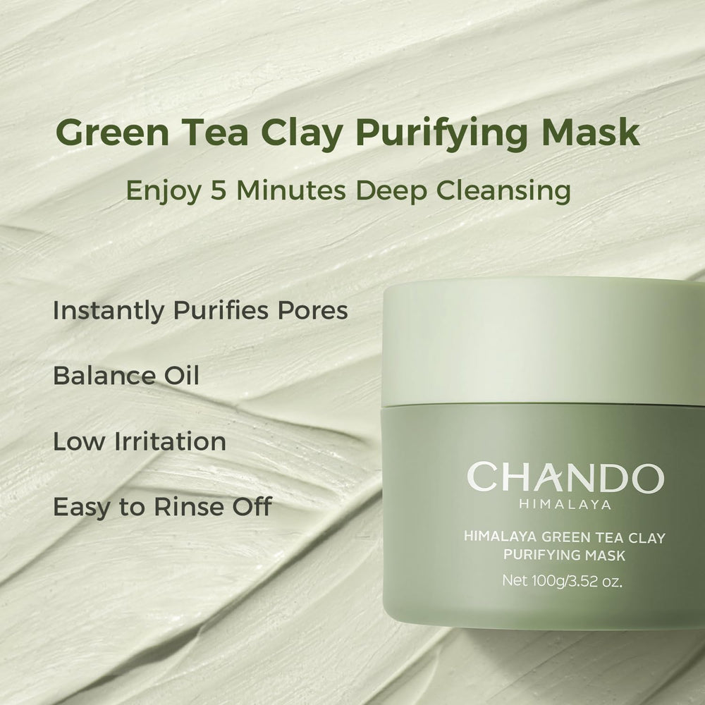 CHANDO HIMALAYA Green tea powder scoop highlighting antioxidant ingredient.