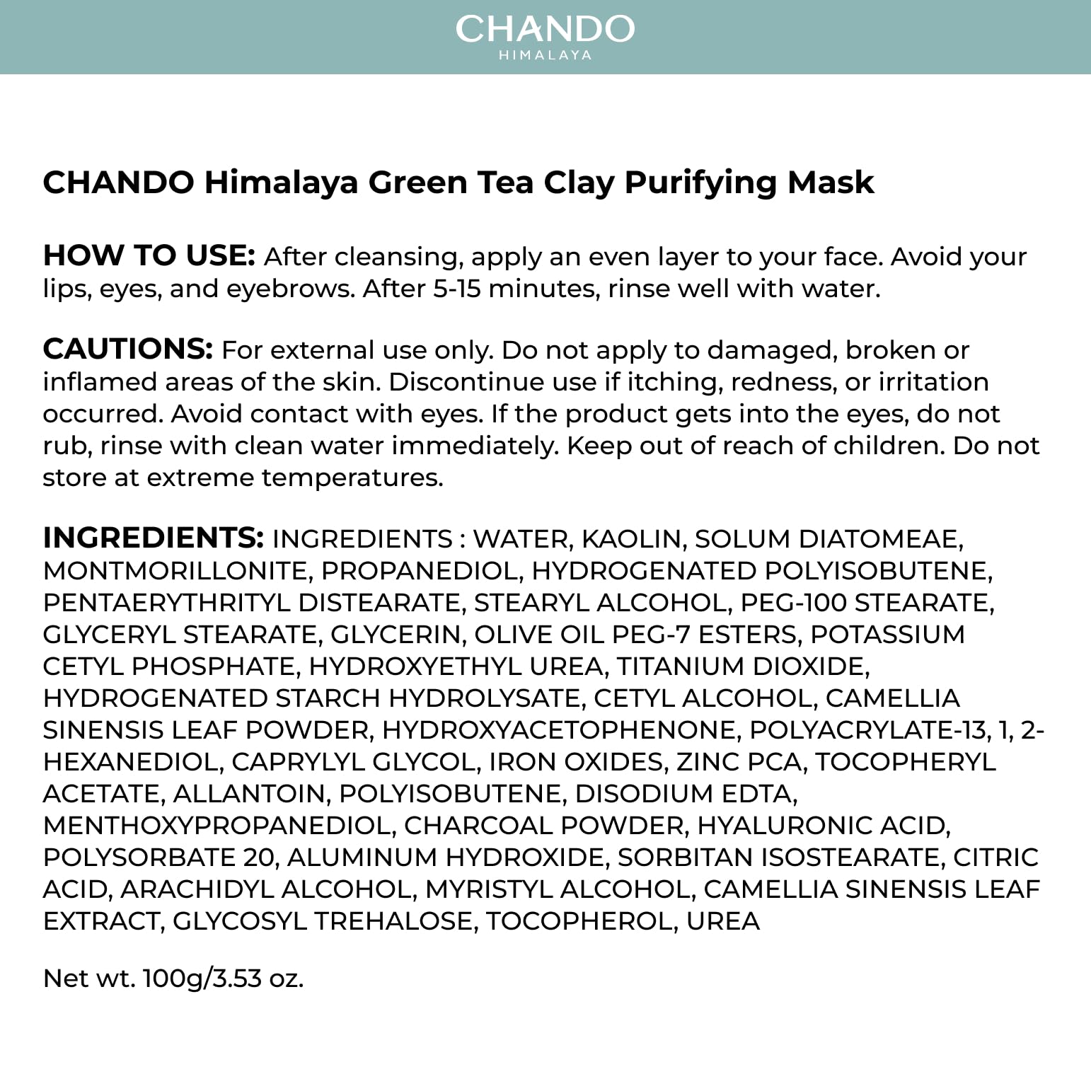 CHANDO HIMALAYA Safe for all skin types label indicating gentle formula.