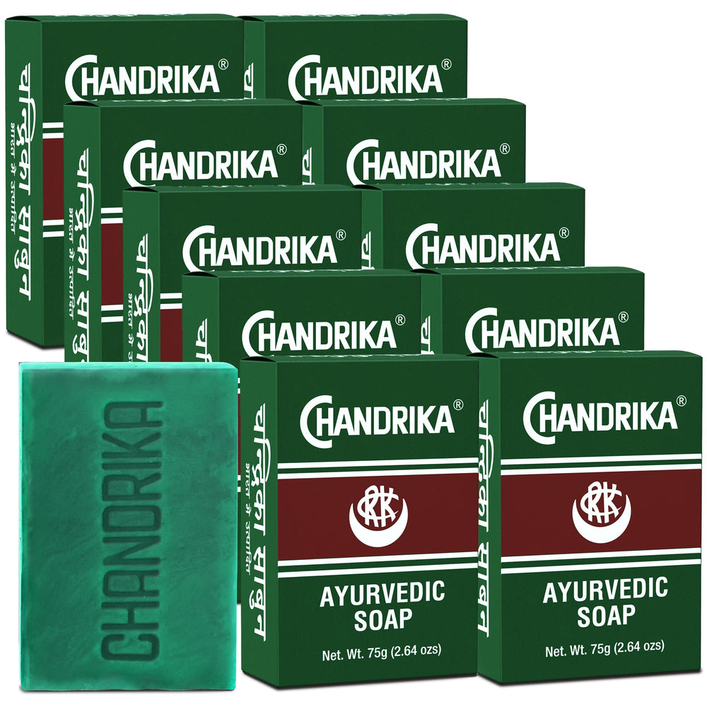 Chandrika bath soap pack10 unwrapped—authentic Ayurvedic cleansing for daily use.