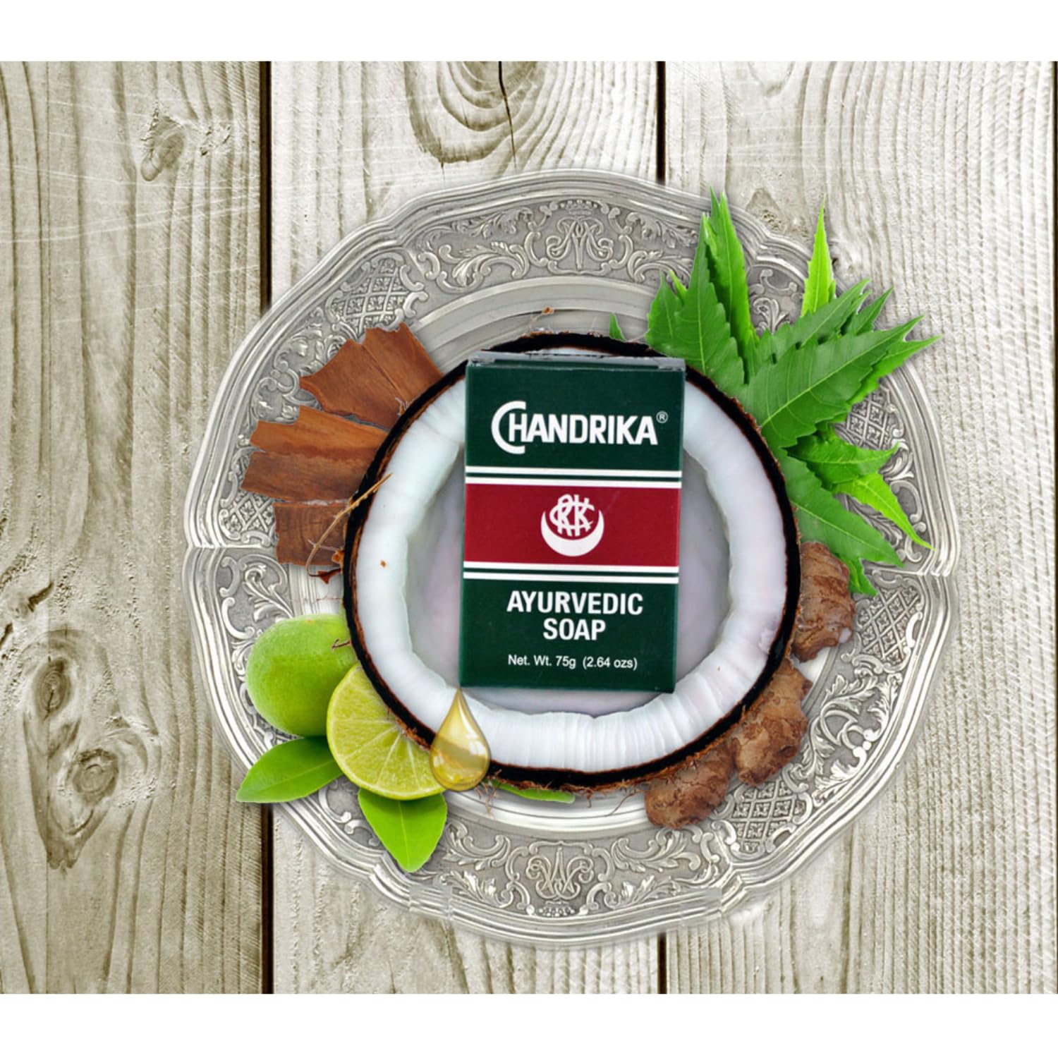 Chandrika-bath-soap-shelf-shot presents family-friendly stack for everyday natural cleansing