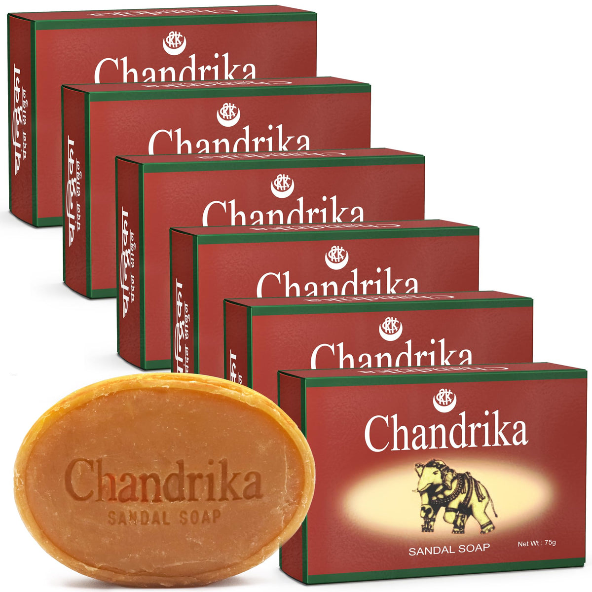 Chandrika Sandal Soap six-pack box for family-friendly daily cleansing.