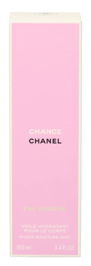 CHANEL Chance Eau Fraîche sheer moisture mist label close-up highlights luxury and heritage.