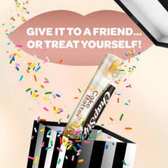 ChapStick Cake Batter applying on lips demonstrates non-sticky glide.