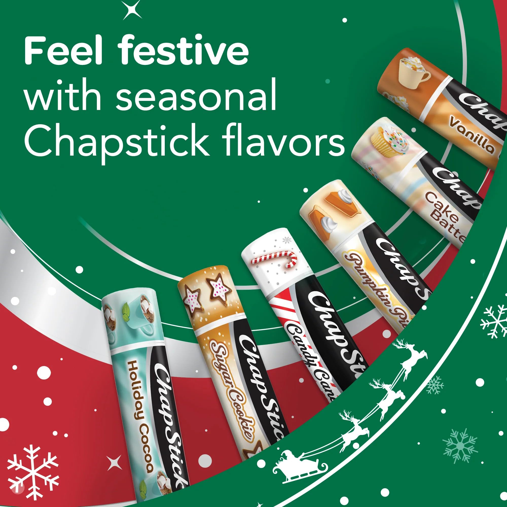 ChapStick Candy Cane tube shown for easy daily application at home or on-the-go.