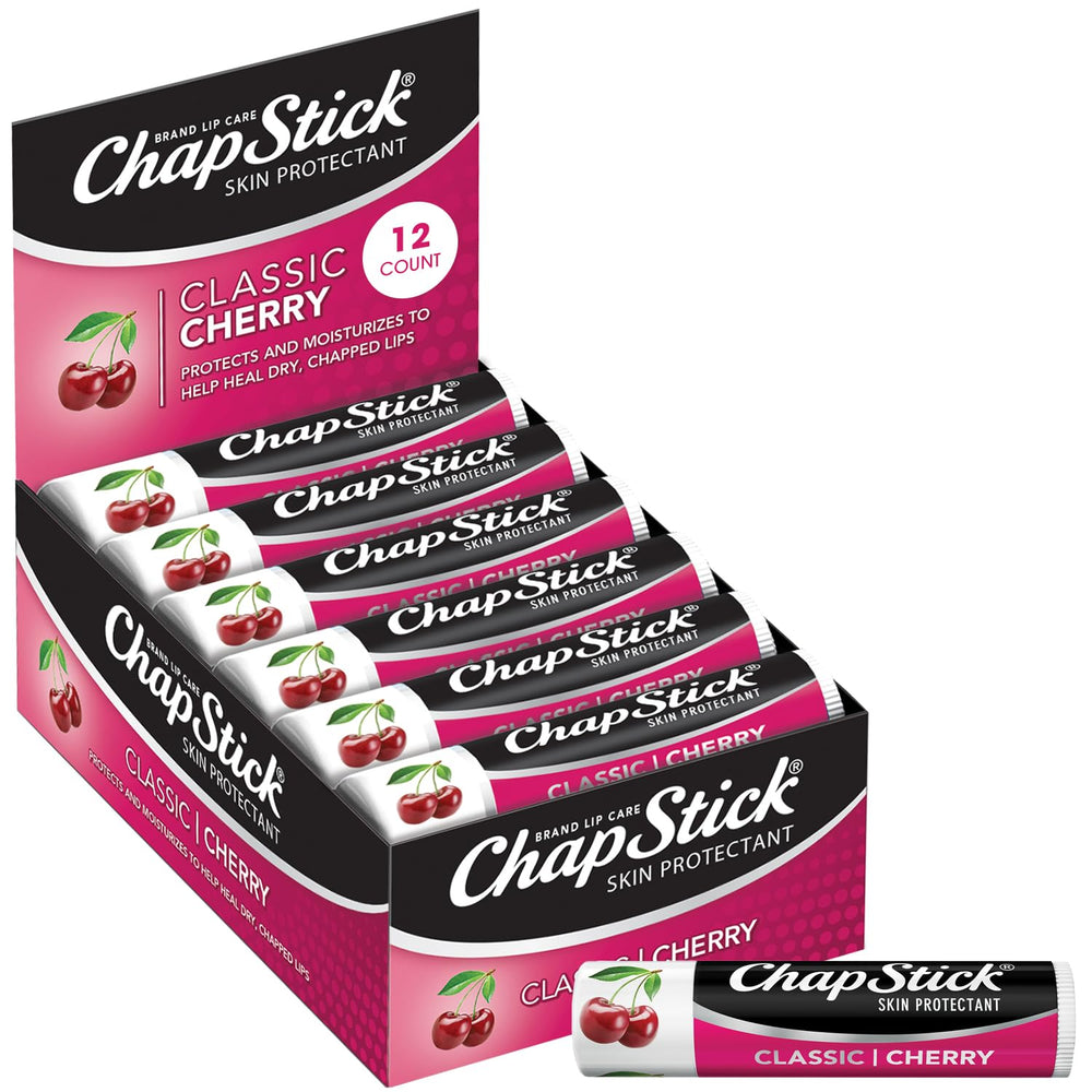 ChapStick Classic Cherry bulk lip balm tubes on display for daily moisturization