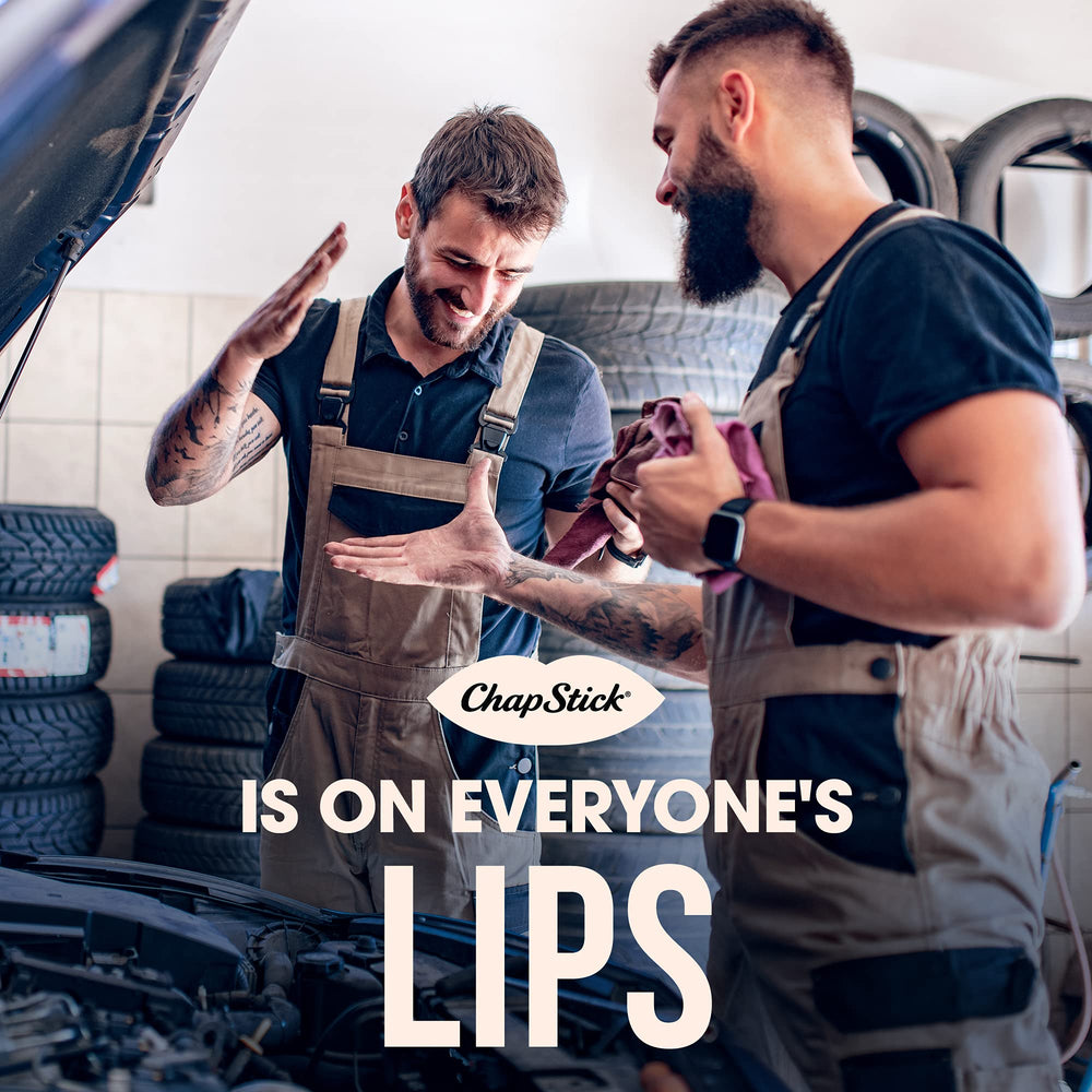 ChapStick Classic Cherry in use on lips for daily moisturization.