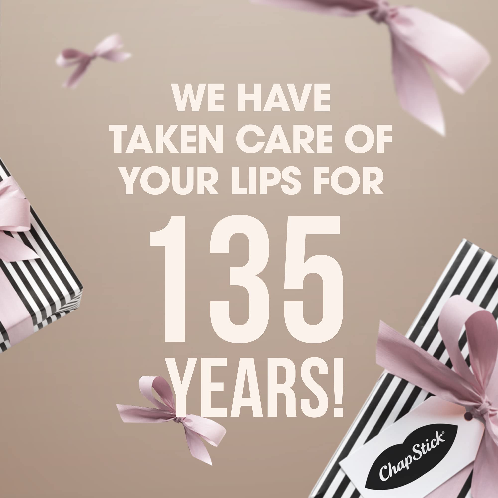 ChapStick Classic Cherry on vanity shelf for quick lip care.