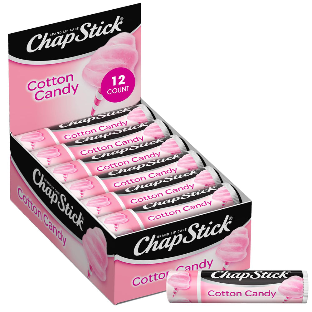 ChapStick Cotton Candy bulk-pack front view, 12 tubes for convenient stocking.
