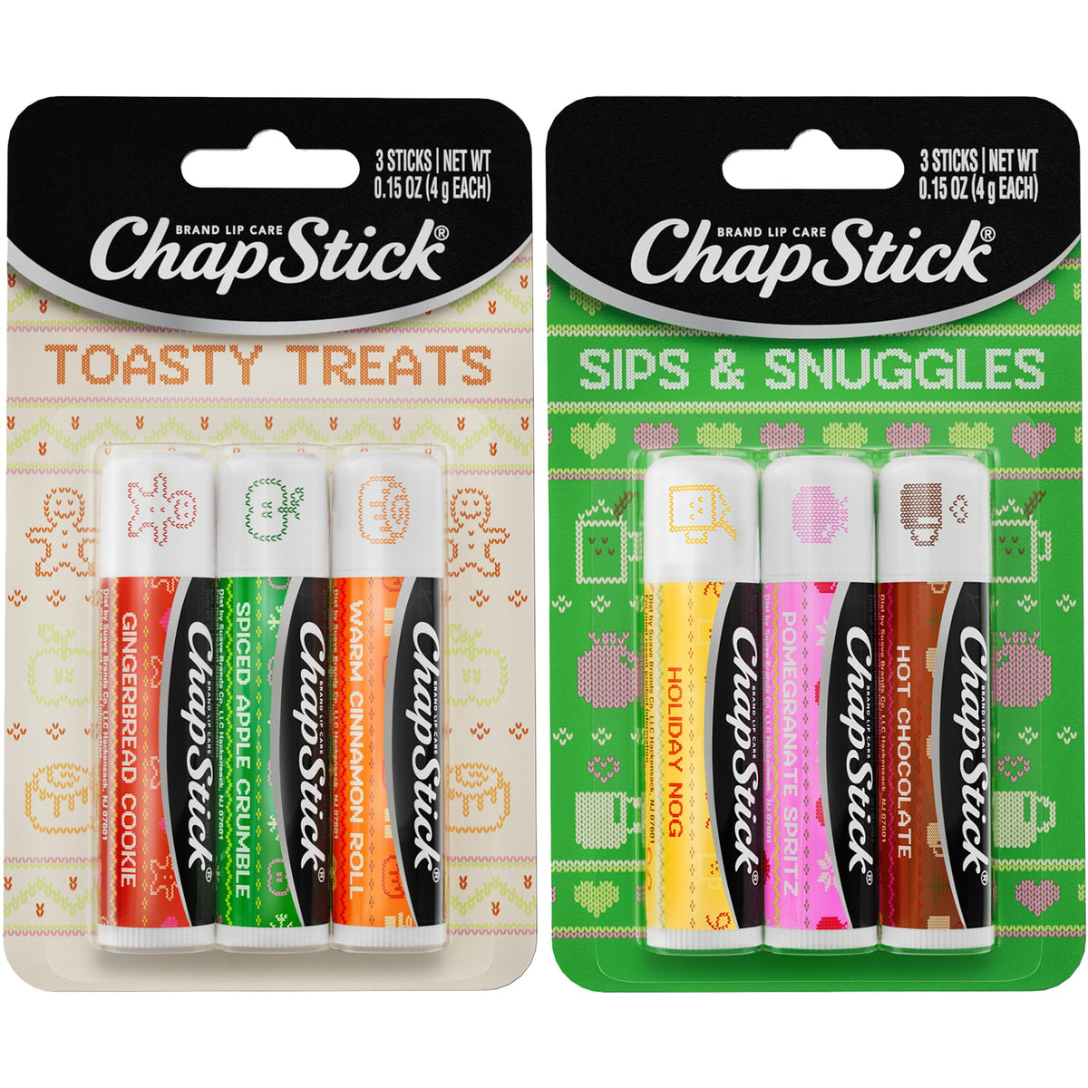ChapStick Sips & Snuggles Holiday Nog close-up showing nourishing lip care