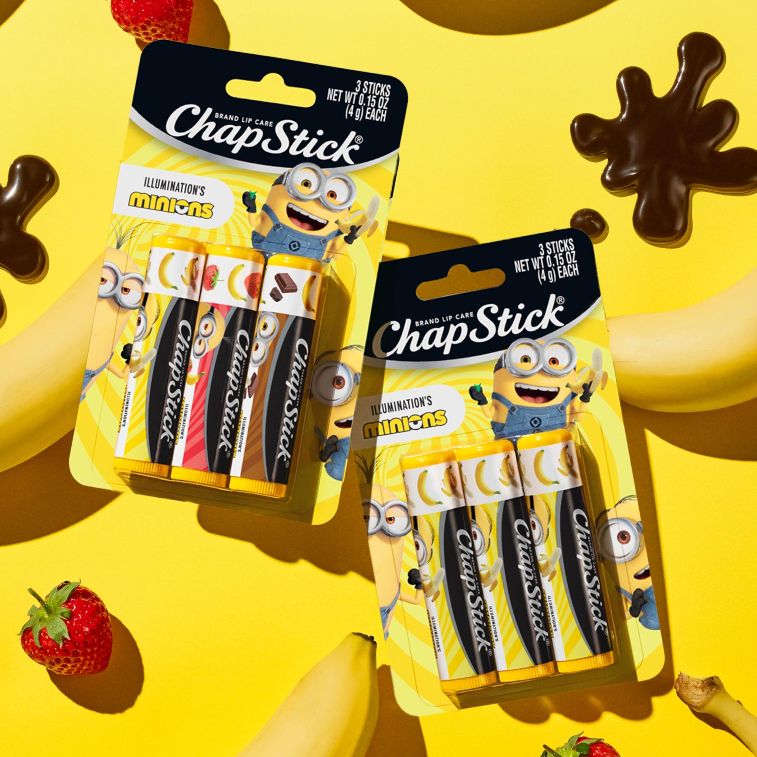 ChapStick Minions lip balm in pocket for quick moisture on the move.