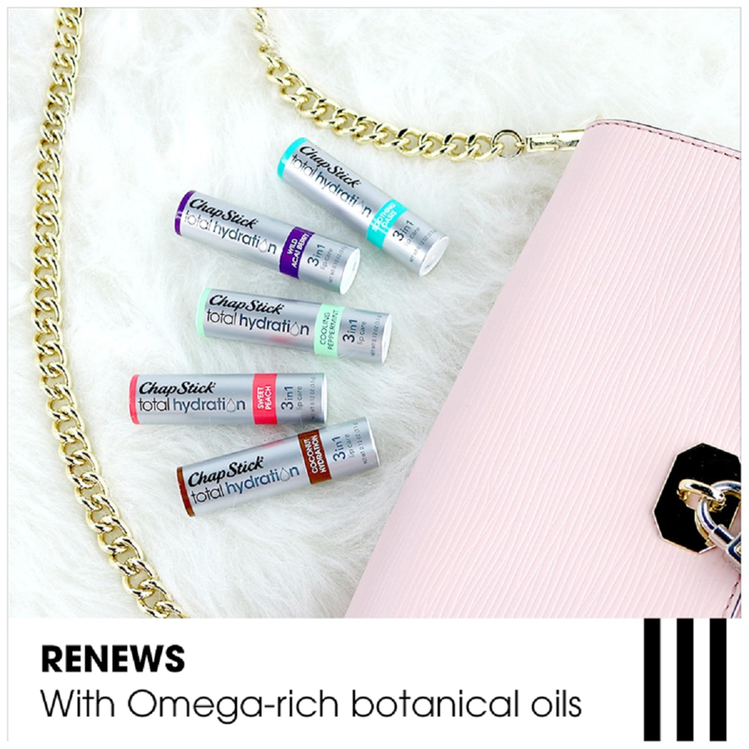 ChapStick Total Hydration Soothing Oasis being applied to lips for smooth moisture