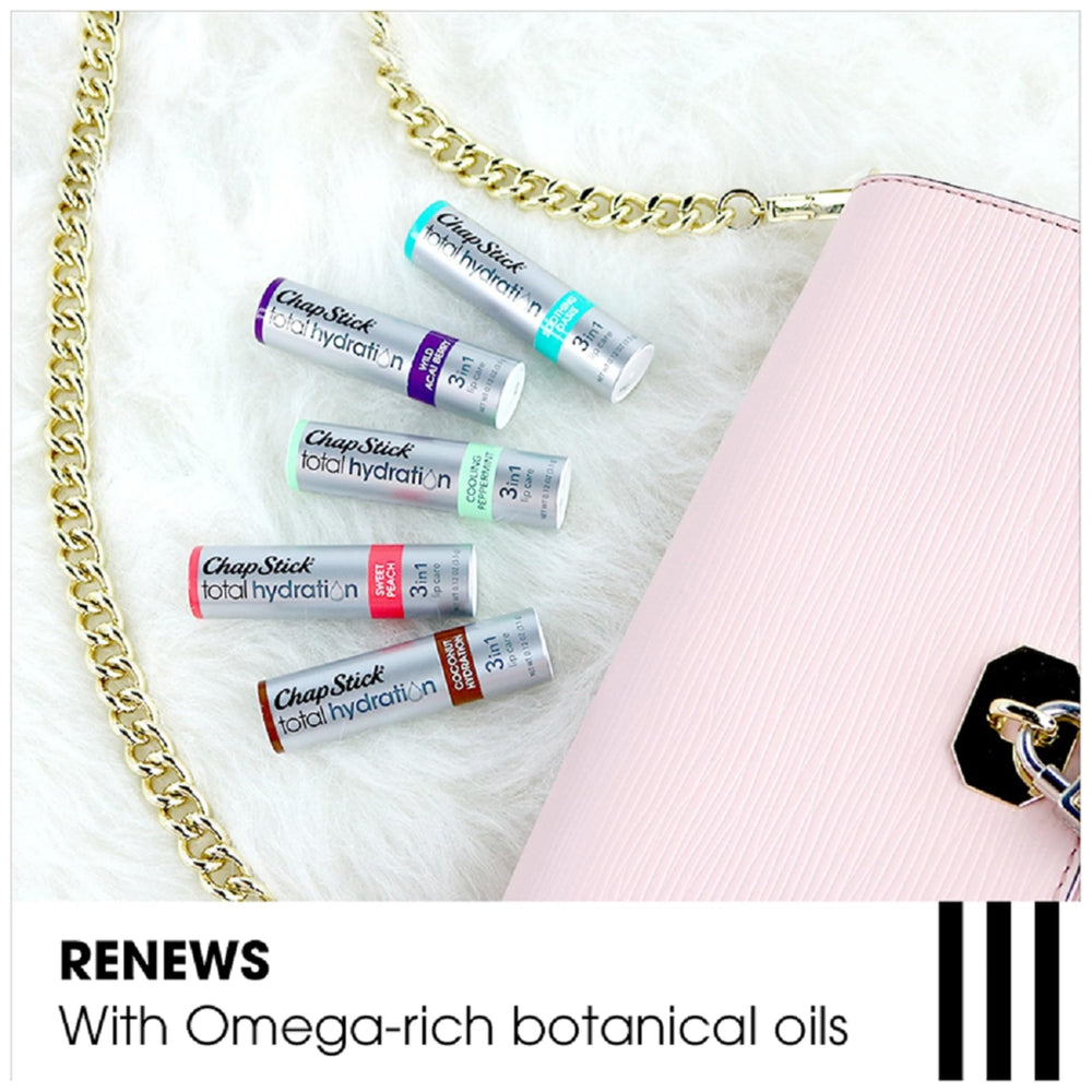 ChapStick Total Hydration Soothing Oasis being applied to lips for smooth moisture