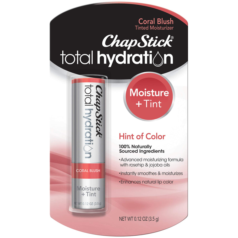 ChapStick Total Hydration Coral Blush Tint tube delivers subtle color and moisture