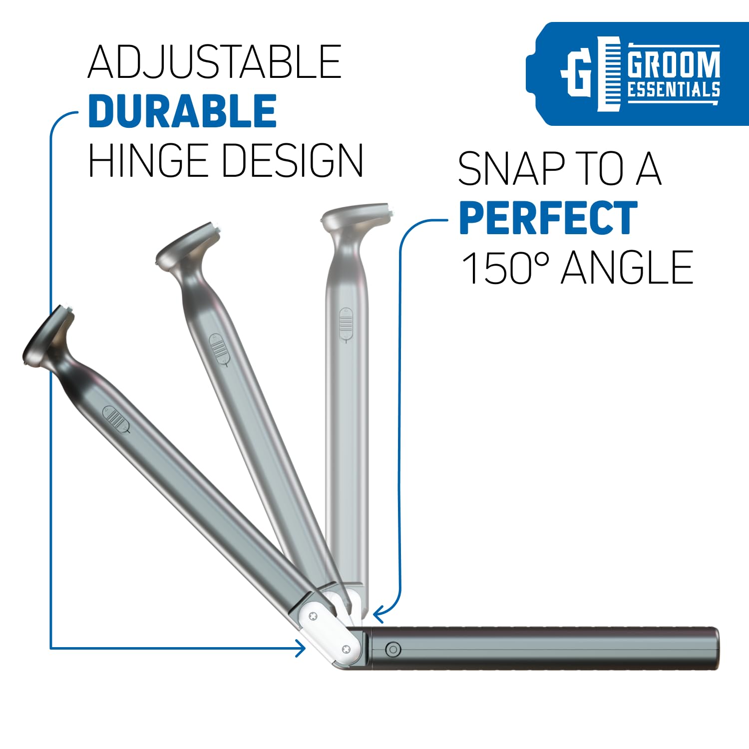 ChargeWorx Rechargeable Back Shaver folding-handle allows flexible reach for shoulders and back grooming.