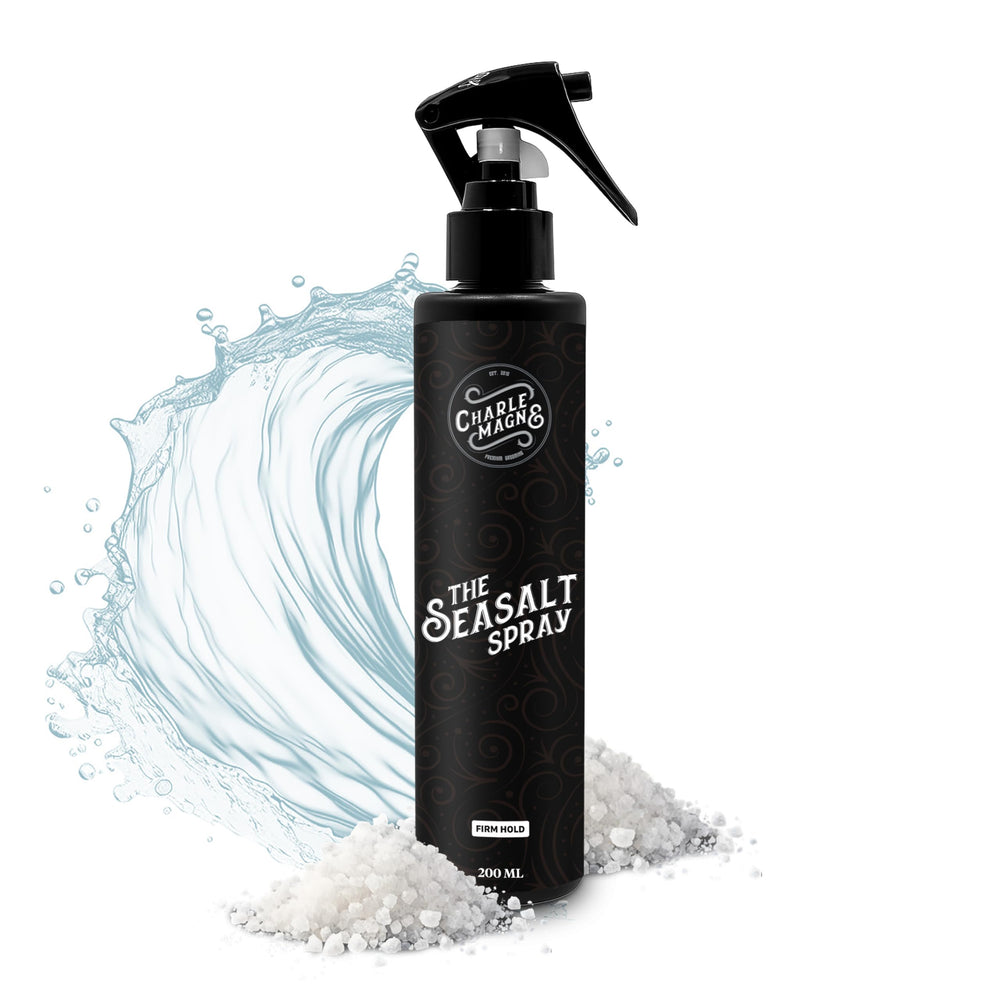Charlemagne sea salt spray bottle pour highlights texture and easy styling for casual looks.