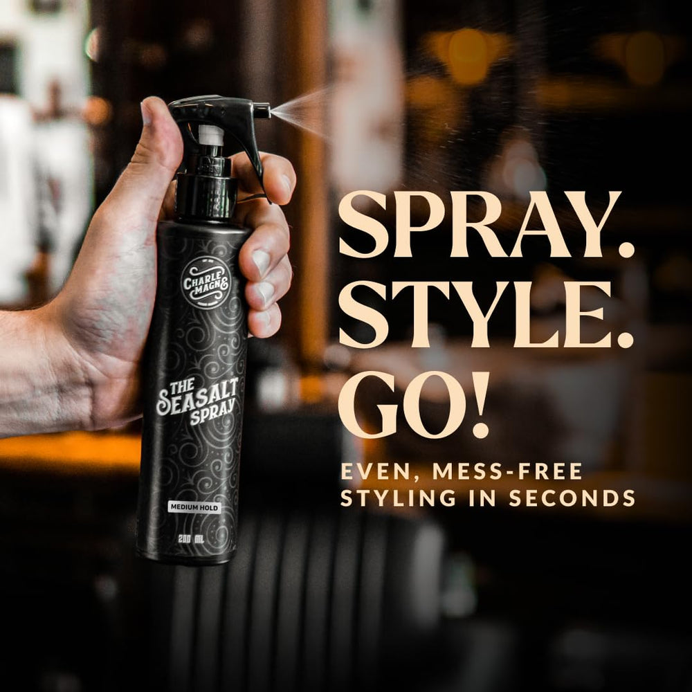 Charlemagne Sea Salt Spray applied to curls demonstrates soft hold and shape