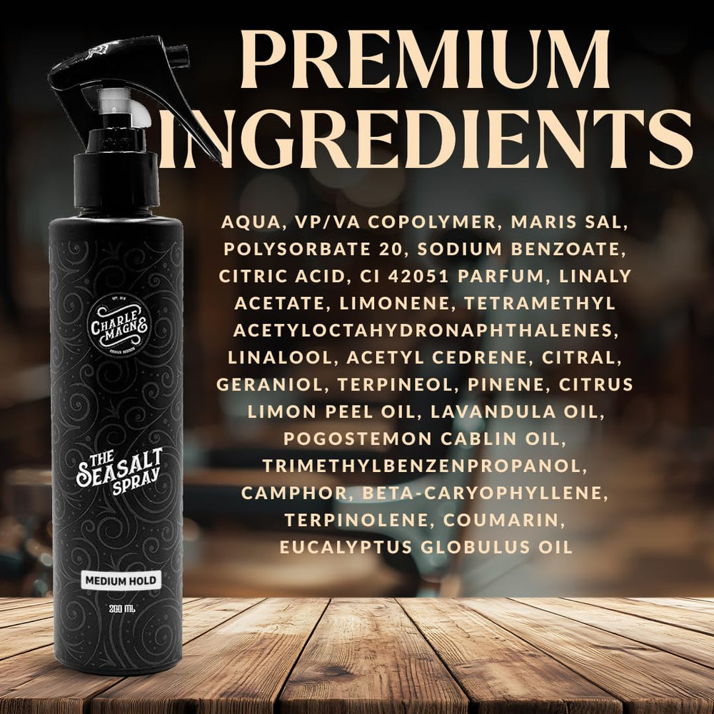Charlemagne Sea Salt Spray leaves a relaxed finish with natural shine