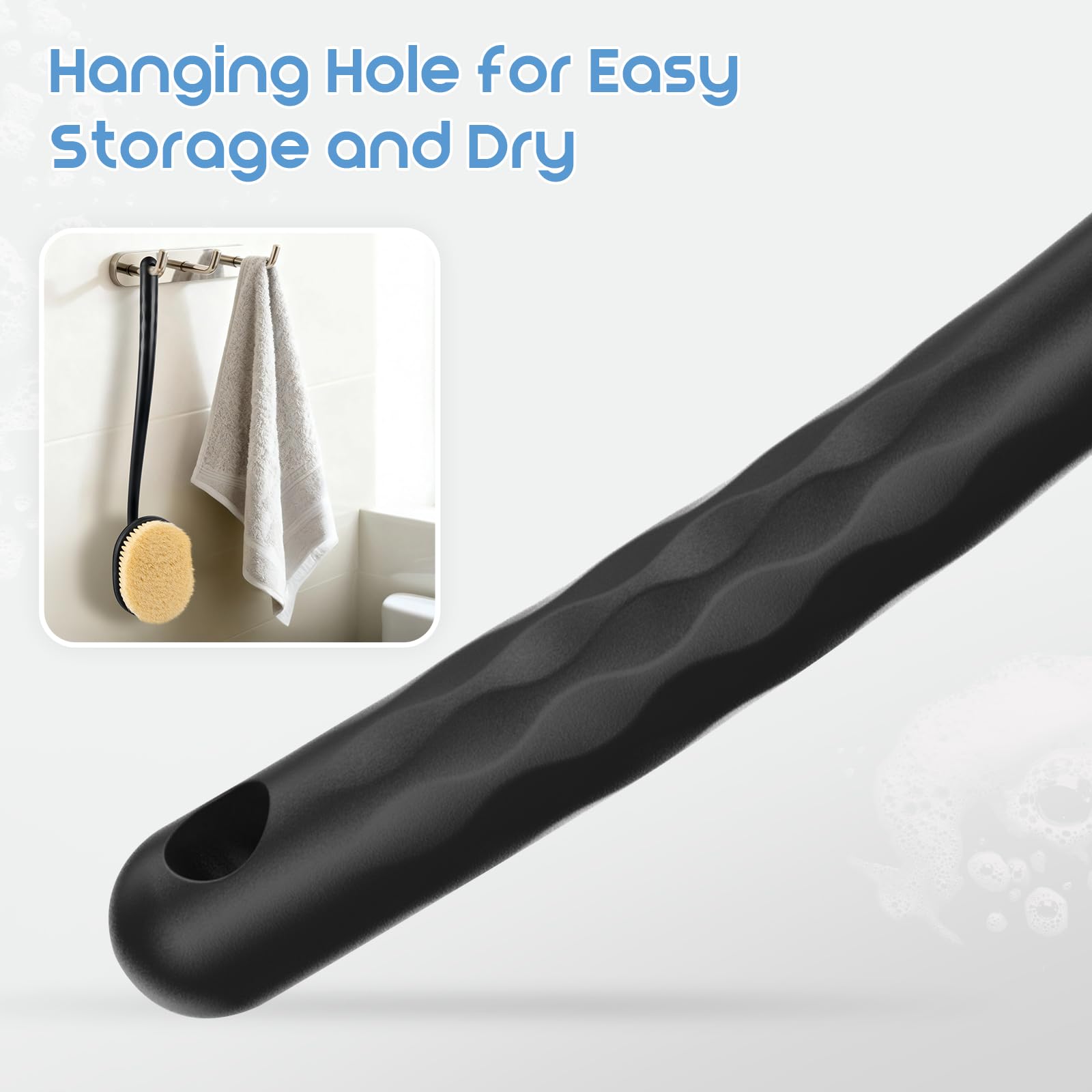 Charlie & Mollie back-scrubber-air-dry-hanging-hole keeps it fresh with quick drying.
