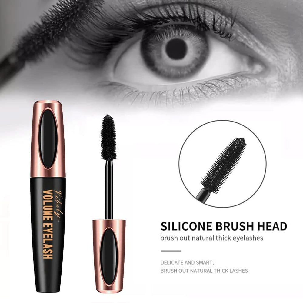 Charm Kiss 4D Silk Fiber Mascara lashes before and after show dramatic volume.