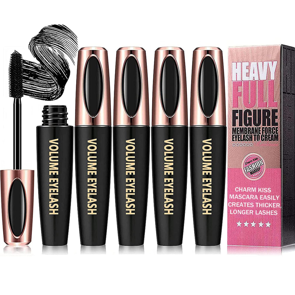 Charm Kiss 4D Silk Fiber Mascara packaging shows sleek, travel-friendly design for on-the-go.