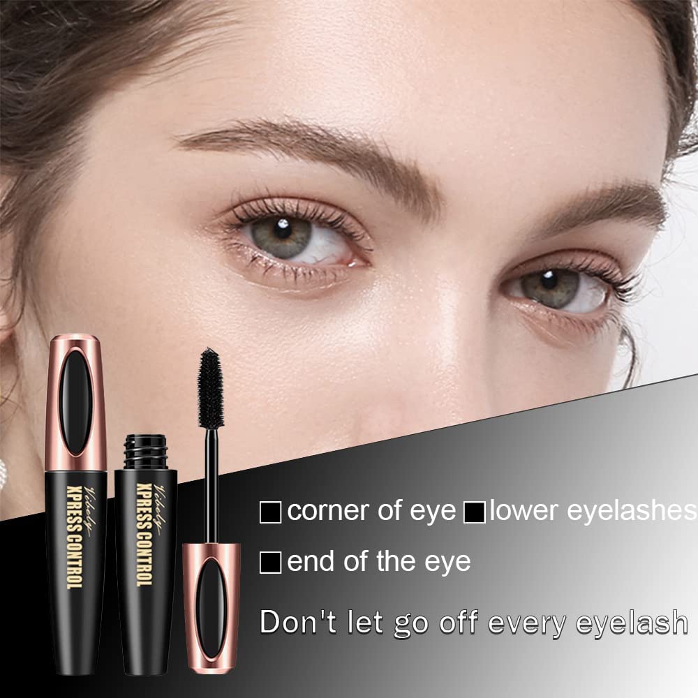 Charm Kiss 4D Silk Fiber Mascara waterproof swatch demonstrates lasting wear.