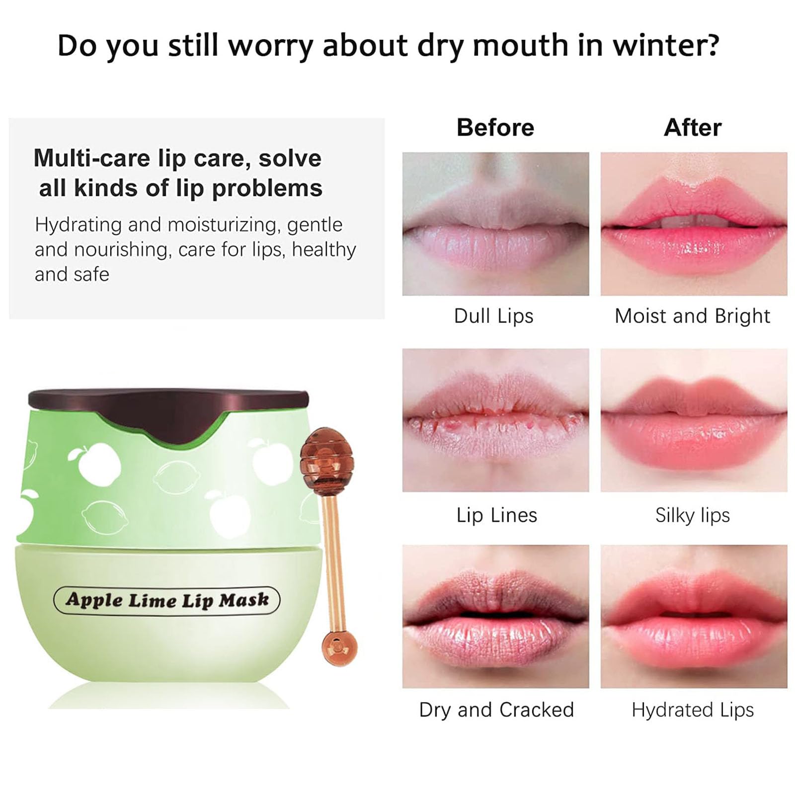 Charm Kiss Bee Lip Balm Honey Pot in Apple flavor for vitamin‑rich moisture.