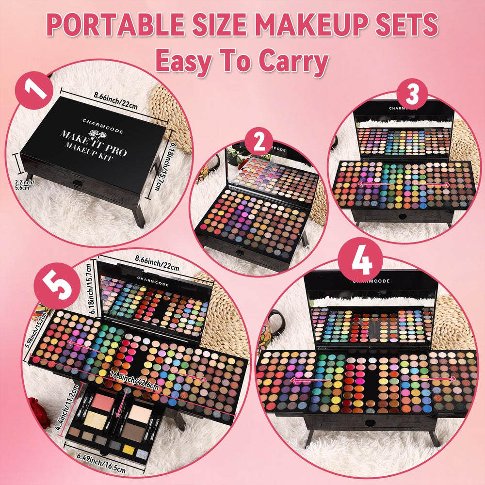 CHARMCODE 190 Colors palette swatches feature matte, shimmer, and metallic finishes for blending