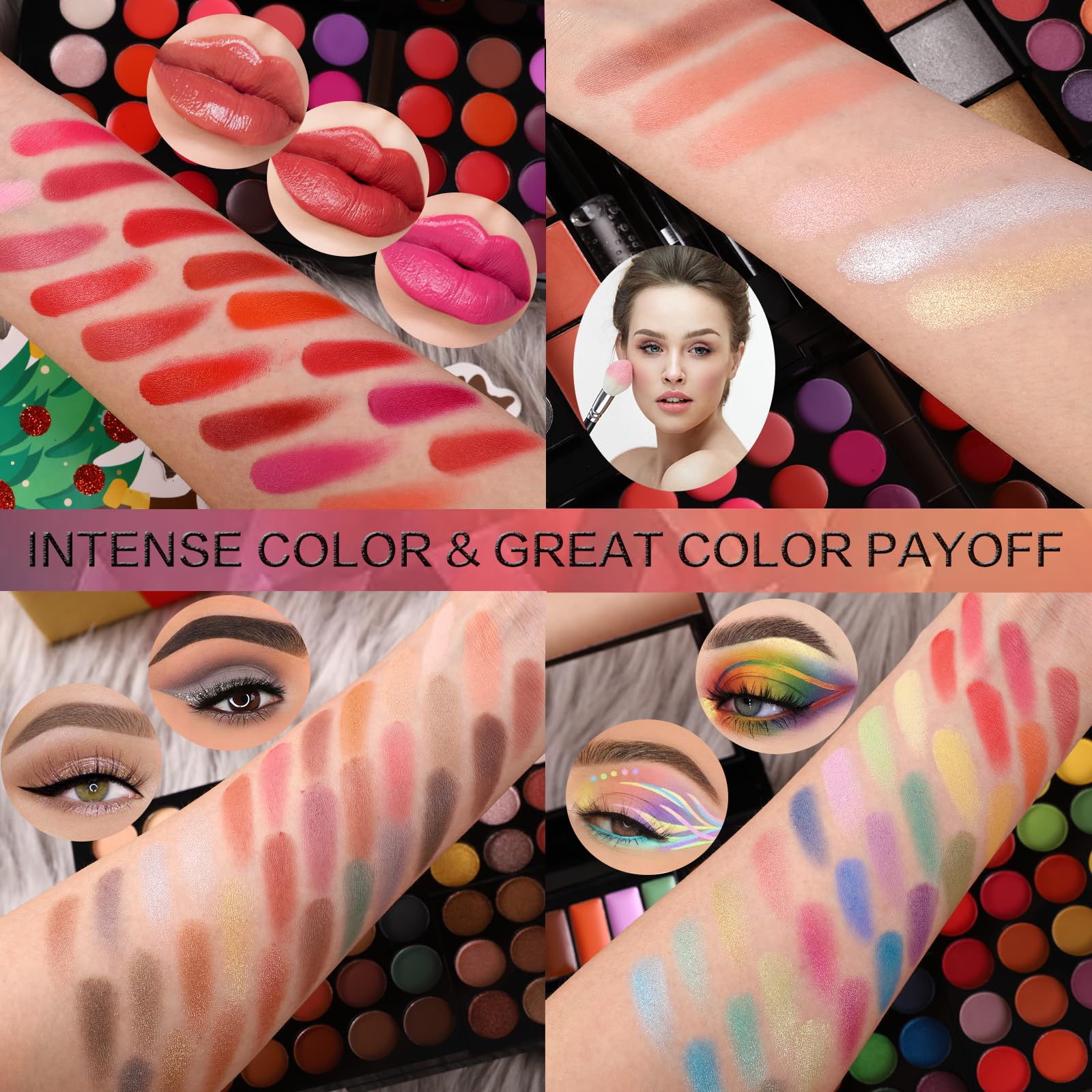 CHARMCODE shadow swatches display 72 matte and 48 shimmer colors