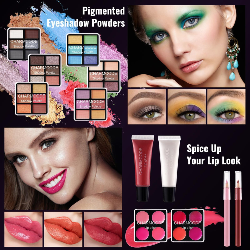 CHARMCODE brush set and puff provide soft application tools