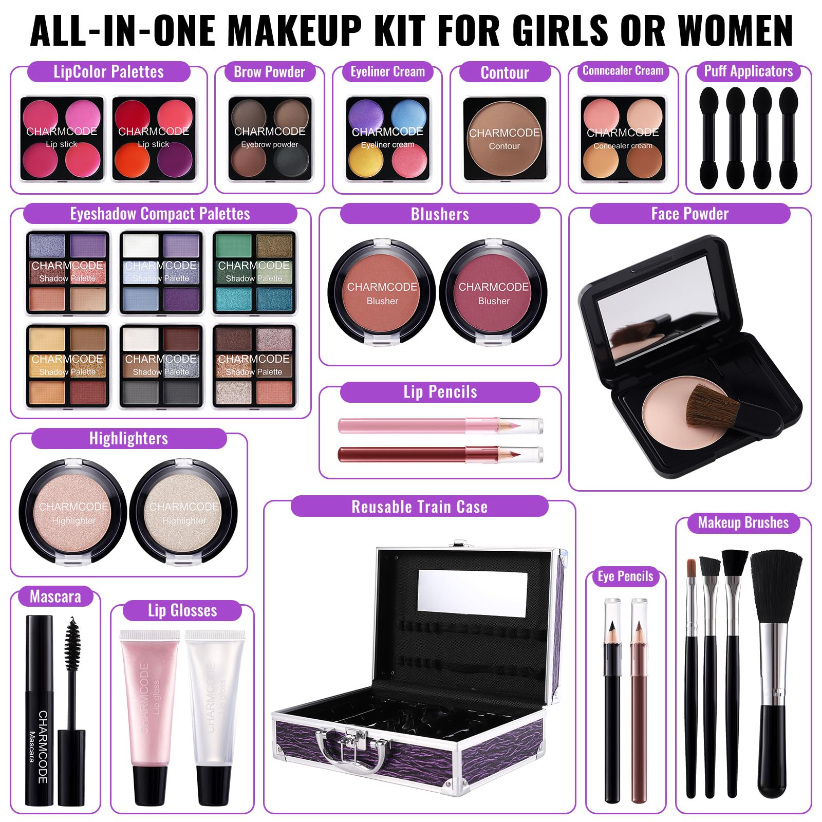 CHARMCODE lip gloss collection for a glossy finish and color pop.