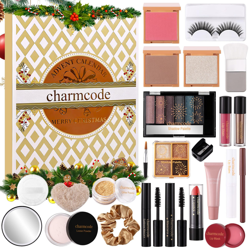CHARMCODE Makeup Advent Calendar front view, ready-to-gift holiday beauty kit