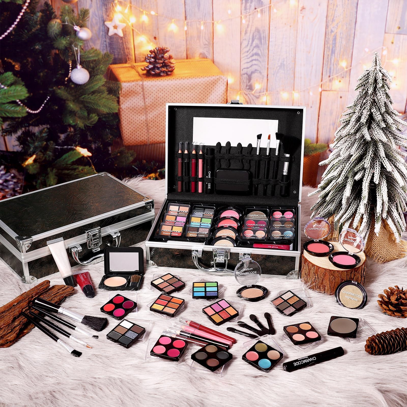 CHARMCODE train case locked demonstrates secure storage for cosmetics on the go