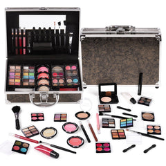 CHARMCODE train case open shows travel-ready makeup with organized compartments for quick routines
