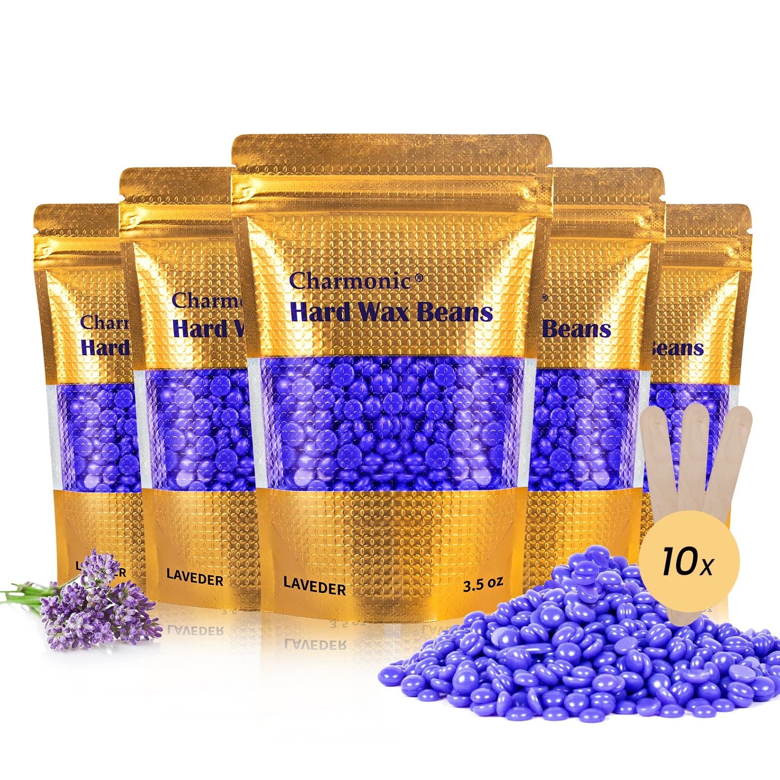 Charmonic hard wax beads lavender packaging for gentle at-home waxing