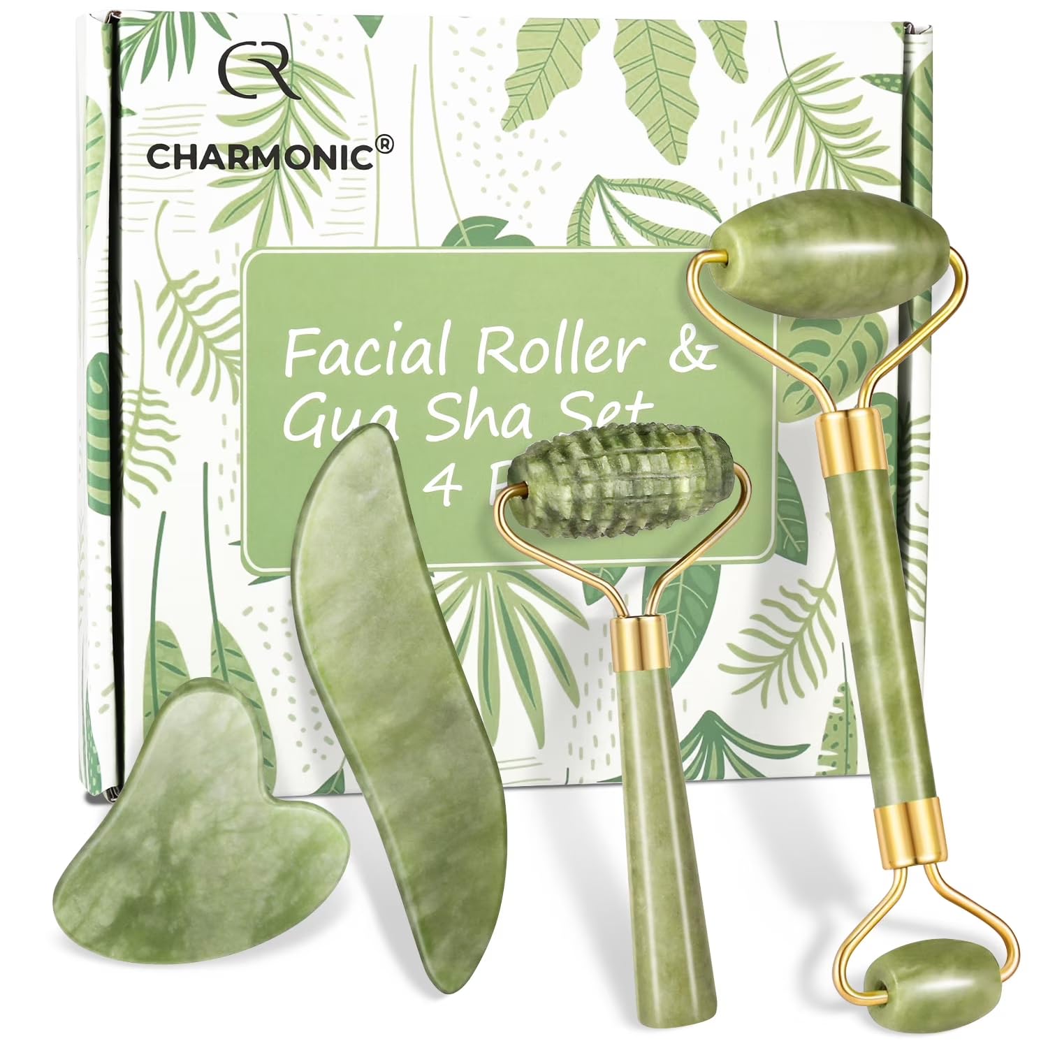 Charmonic jade roller dual-head for improved circulation and skin relaxation.