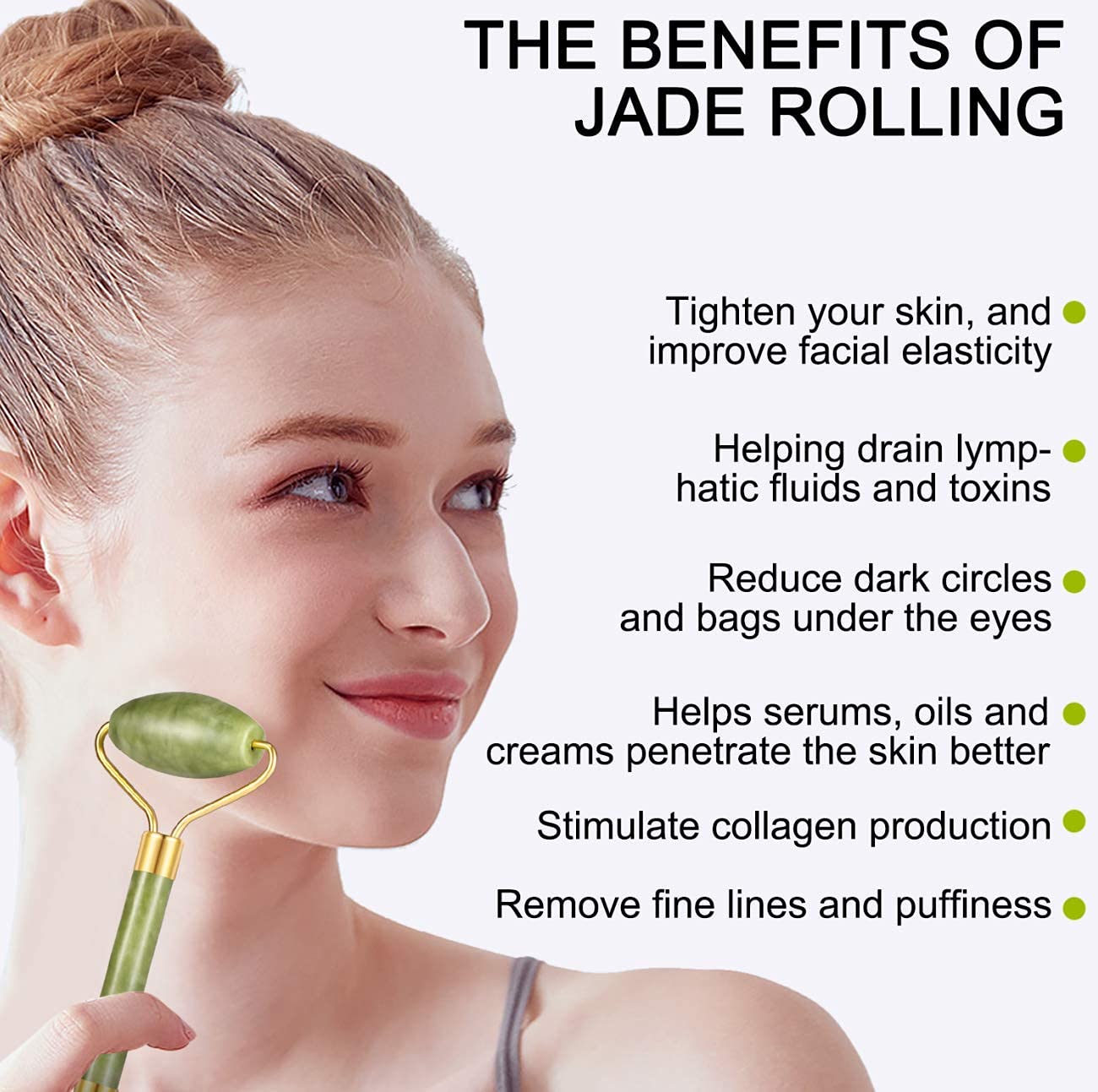Charmonic ridged roller helps stimulate lymph drainage and tighten skin.