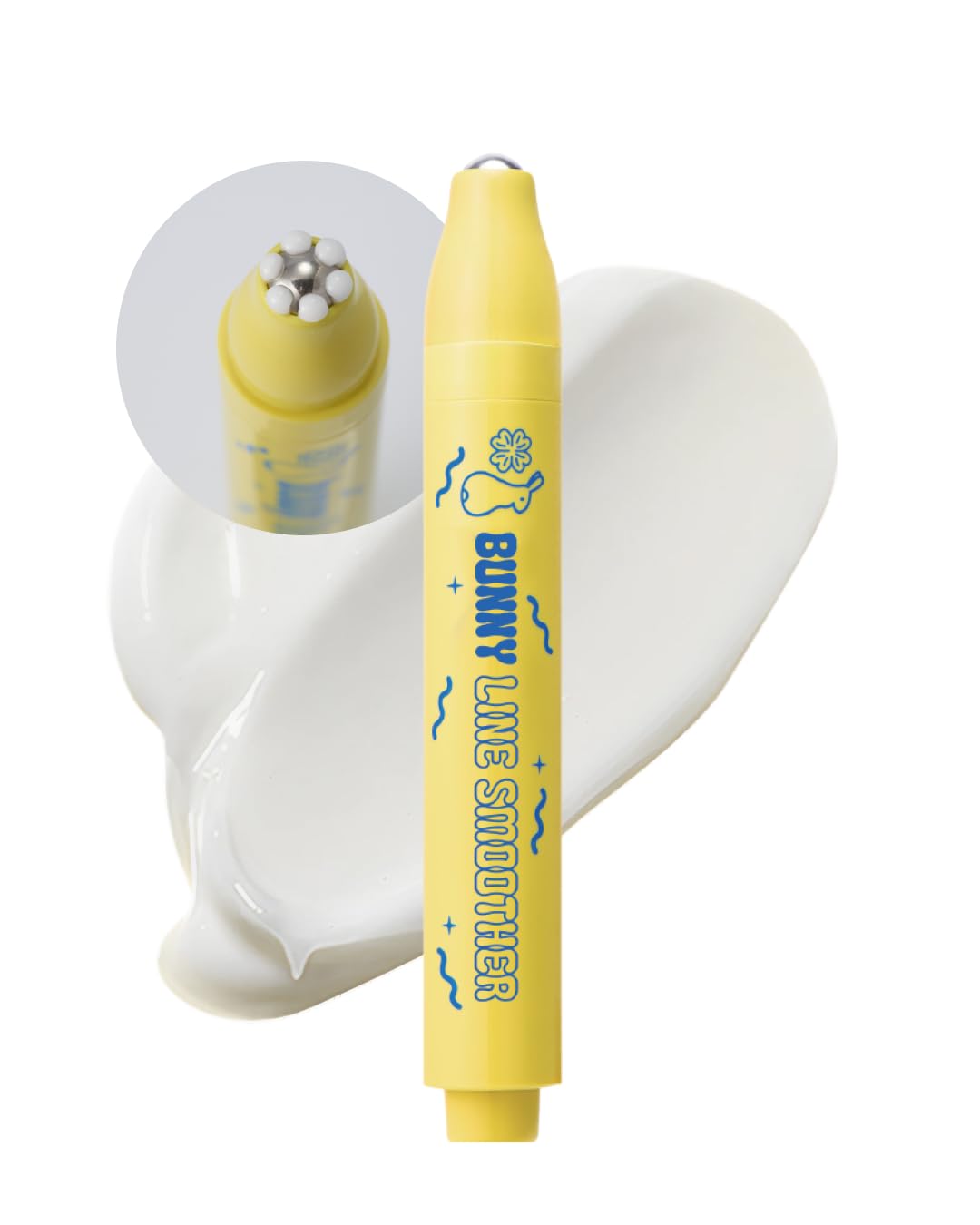 CHASIN' RABBITS Bunny Line Smoother Roller close-up showing the cooling steel ball for under-eye comfort