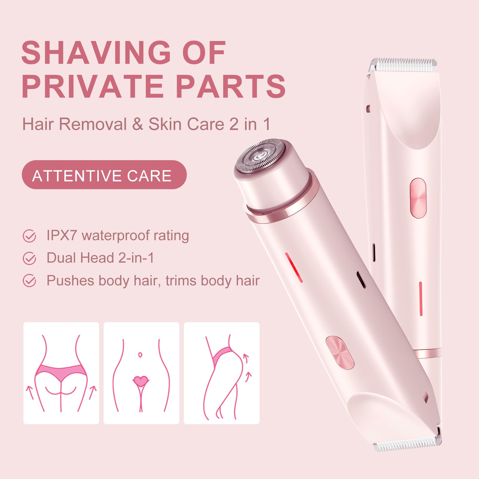 CheckSimple bikini trimmer pink USB charging for travel-ready grooming