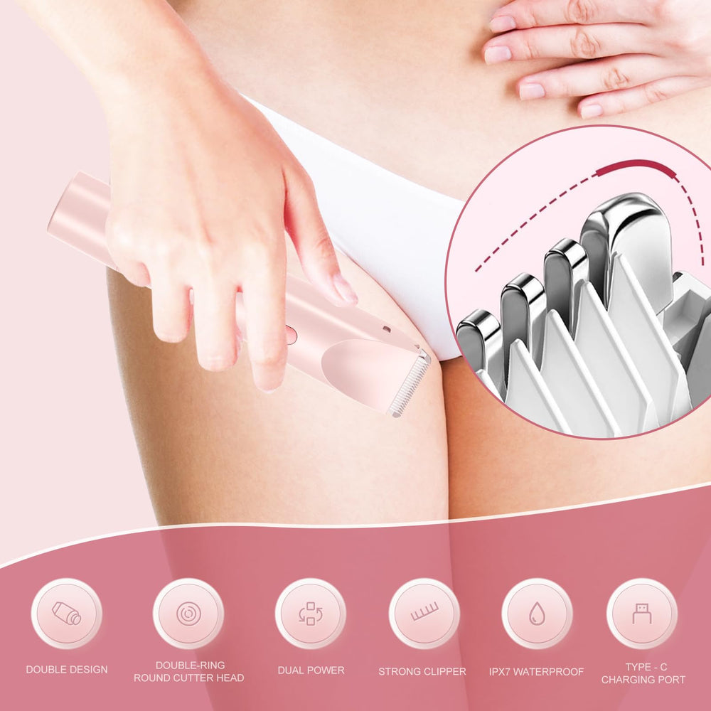 CheckSimple bikini trimmer pink IPX7 waterproof for wet or dry use