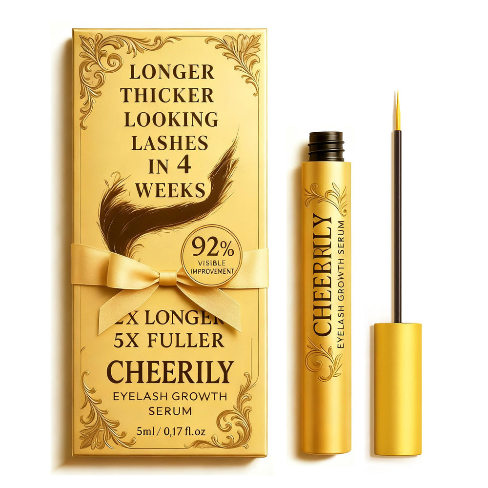 Cheerily lash serum bottle close-up for a simple daily eyelash care routine.