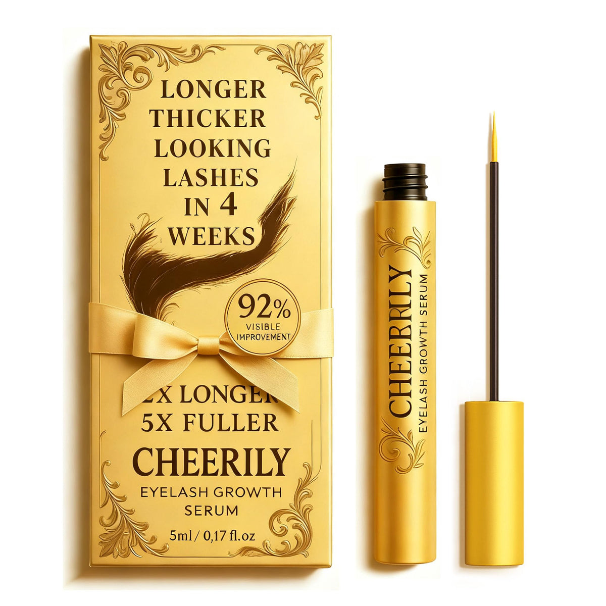 Cheerily lash serum bottle close-up for a simple daily eyelash care routine.