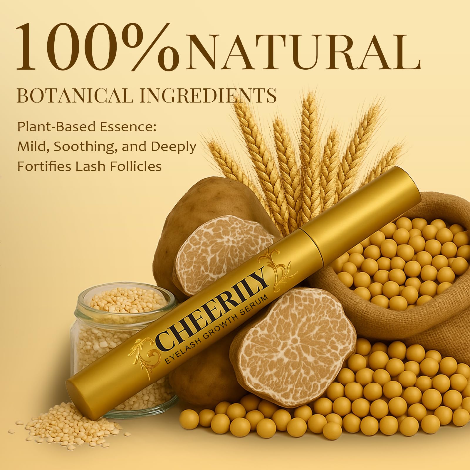 Cheerily lash serum gold-tube packaging signals premium lash care.