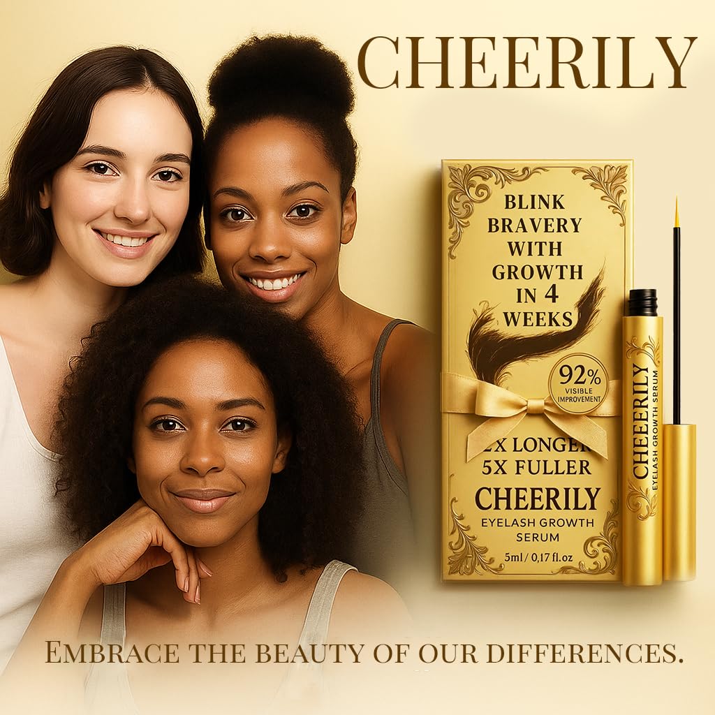 Cheerily lash serum vegan formula highlighted on sleek packaging.