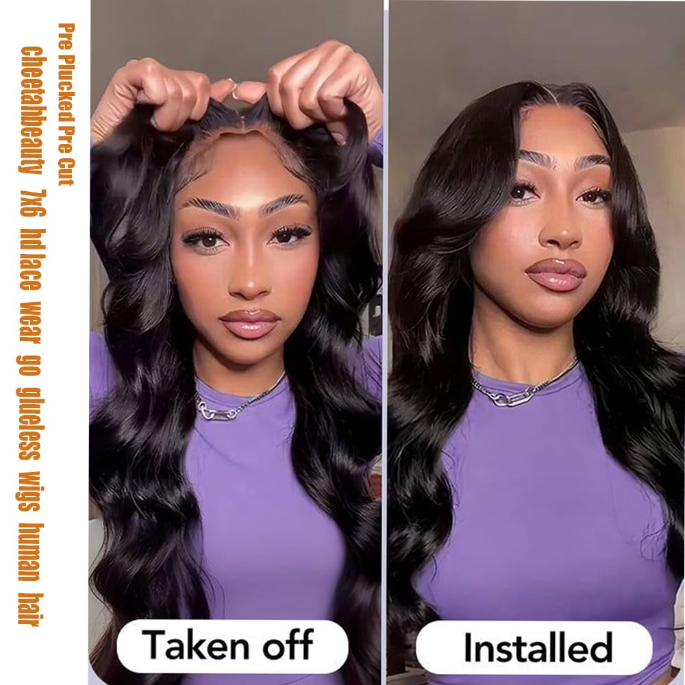 CHEETAHBEAUTY 7x6 glueless wig lace-closure closeup highlights HD lace for seamless parting.