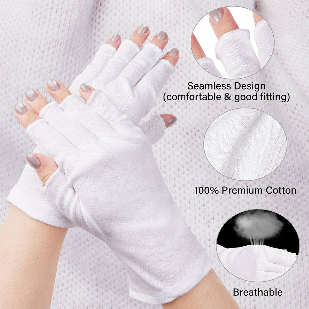 CHELIZIHI cotton gloves on desk demonstrate fingerless design supporting phone use.