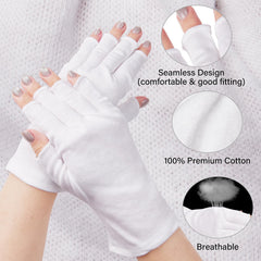 CHELIZIHI cotton gloves on desk demonstrate fingerless design supporting phone use.
