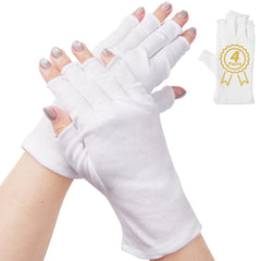 CHELIZIHI fingerless gloves close-up showing soft 100% cotton for gentle overnight moisture.