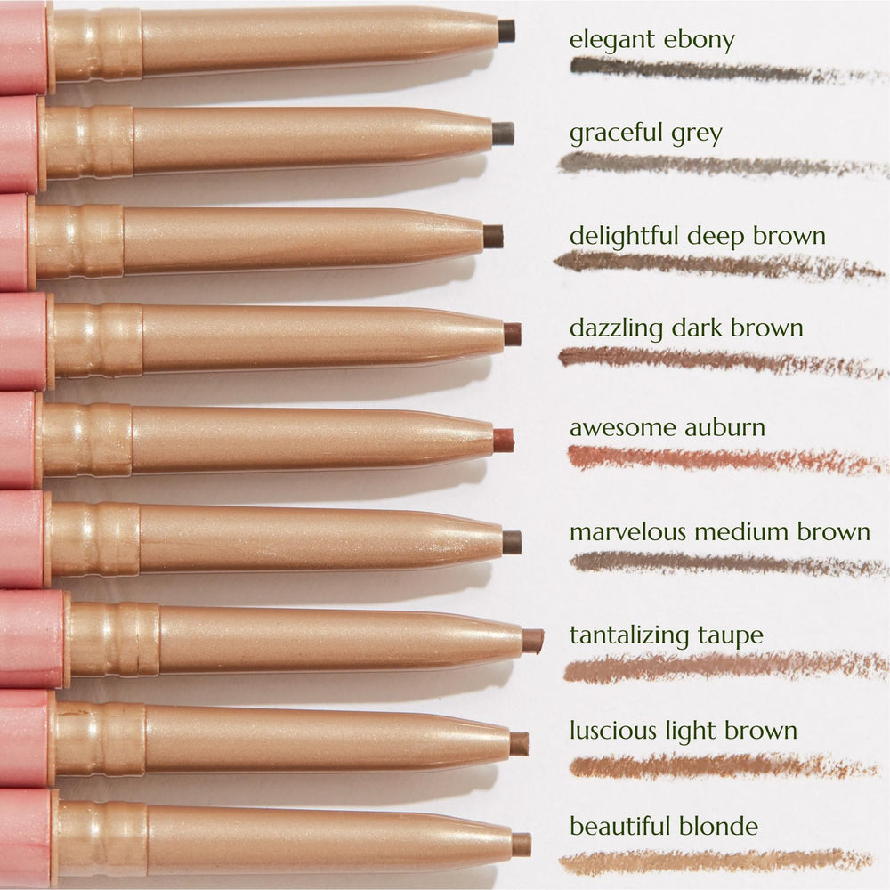 Chella Eyebrow Pencil packaging highlights easy-to-use design with built-in spoolie.