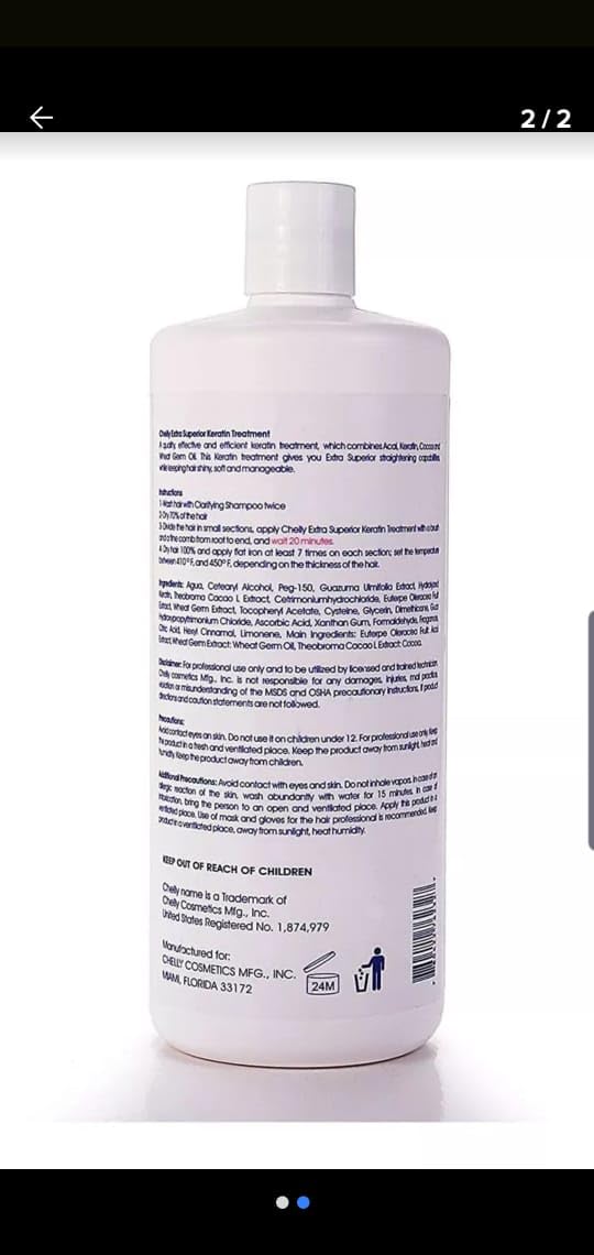 CHELLY Superior Brazilian Keratin application process image illustrates professional-use guidance for best results.