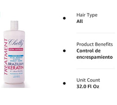 CHELLY Superior Brazilian Keratin bottle-angle shot highlights shine and smoothness after treatment.